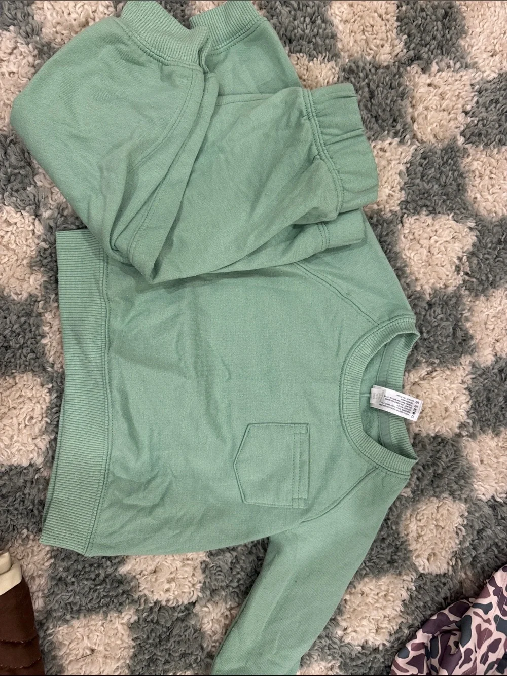 90 Degree By Reflex Mint Green Crew Pocket Sweatshirt